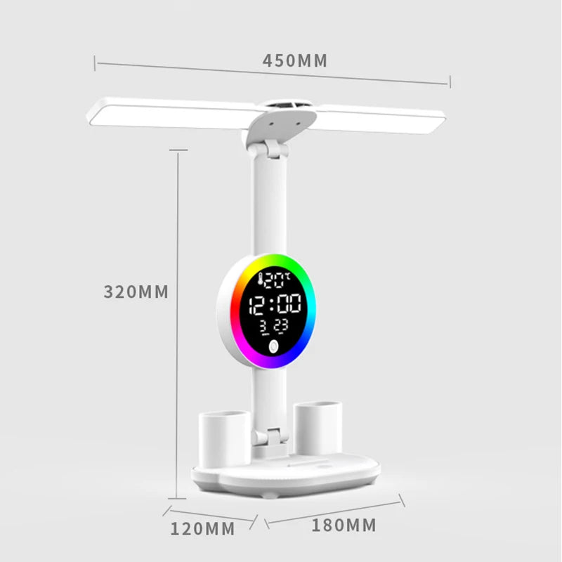 RGB LED Table Lamp Clock Display Touch Dimmable Reading Lamp  USB Rechargeable Foldable Eye Protection Desk Lamp Night Light