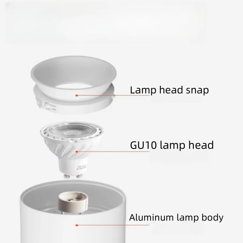 Anti-glare GU10 exposed spotlights, hotel commercial and household corridor light sockets, replaceable light source