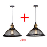 Vintage Retro Black Iron Net-Cage Kitchen Pendant Light E27 LED Hang lamp Fixture For Bedroom Living Room Restaurant