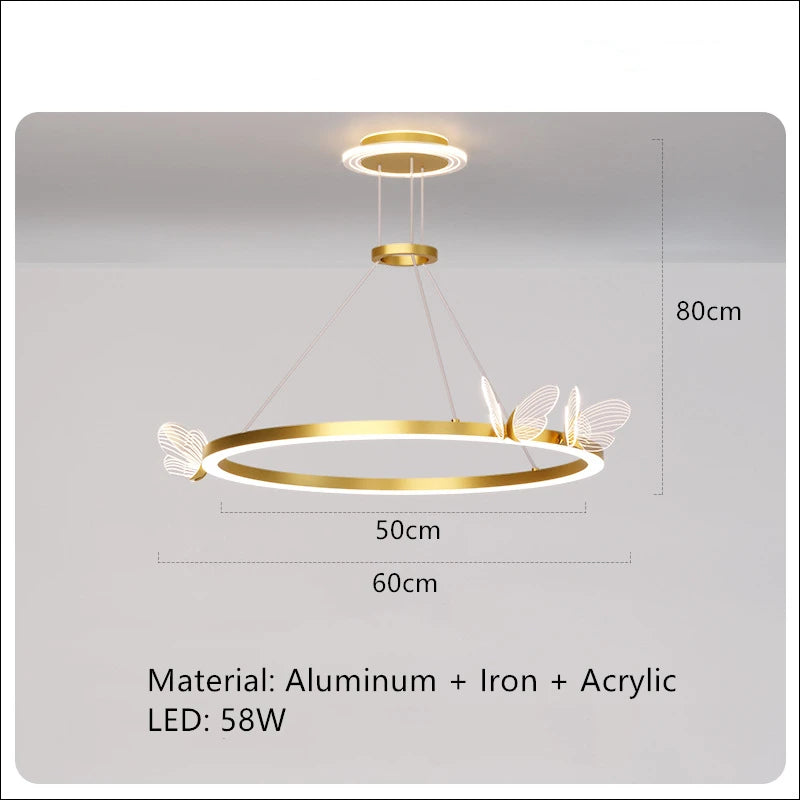 Nordic Luxury Butterfly LED Lights High Quality Bedside Lamp for Bedroom Restaurant Living Room Decoration Acrylic Chandelier