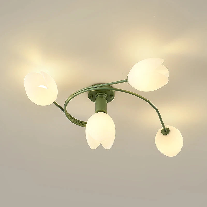 Ceiling Lights Bedroom LED Simple Modern Girl Children's Room Petal Decor Indoor Nordic Style Light Fixture Green