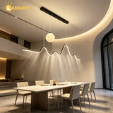 Modern Minimalist Moon Pendant Light with Adjustable Cords Indoor Decor Lamp for Dining Tables Bar Counters and Living Rooms