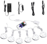 Linkable Under Cabinet LED Lighting 12V Dimmable Puck Lights with Wireless RF Remote Control, Hardwired & Wall Plug in