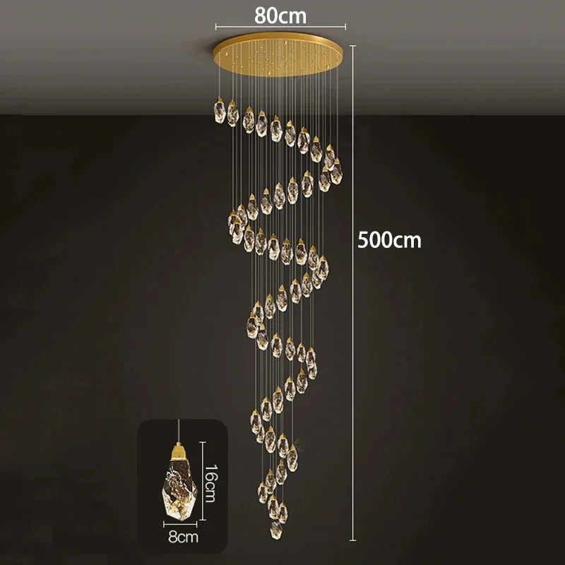 Modern Home Decoration Crystal Ceiling Lights Chandelier Staircase Pendant Lamp Living Room Hanging Lights Interior Lighting