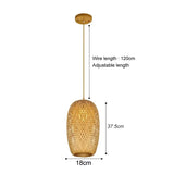Bamboo Hand Weaving Pendant Lights 38cm Hanging LED Ceiling Lamp Chandelier Fixture Rattan Hand Craft Woven Home Bedroom Decor