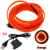 1M/2M/3M/5M Colour Car Interior Lighting LED Strip Auto Decoration Wire Rope Tube Line Flexible Neon Lights USB Drive Atmosphere