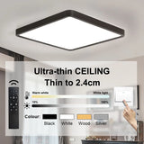 LED Ceiling Light Modern Square Lamp 2.4cm Ultra thin Ceiling Lamps Fixture with Remote Control Dimmable for Bedroom Living Room