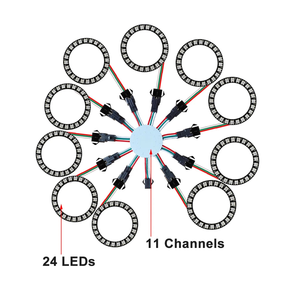 LED Sparkle Ring Light Circle Module WS2812B Individually Addressable RGB Atmosphere Lamp 17 Key Music Remote Control for Party