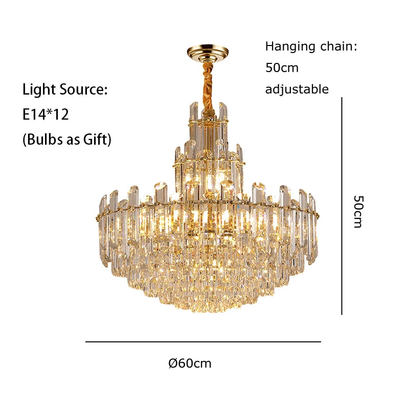 LED Luxury Light Fixture Lustre Crystal Ceiling Chandeliers Hanging Lamps Modern Decor High-end Home Appliance for Dining Room