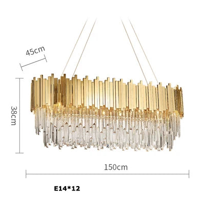 LED Gold Chrome 2 Layer Crystal Ceiling Chandeliers 2023 New Trend Lighting Lustre Suspension Luminaire Lamp For Living Room