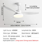 52Inch 3 ABS Blade DC 35W Pure Copper Motor Ceiling Fan With 60W LED Light Support Remote Control Strong winds Electric fans