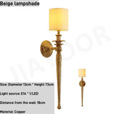 Full Copper LED Wall Lamp - Luxury Modern Retro Sconce Light Fixture for Living Room TV Background, Bedroom Bedside & Staircase