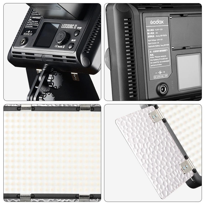 Godox LED308C II LED308 LED Video Studio Light Camera Fill Lamp With Adapter Professional Photographic Lighting Live Streaming