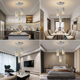 Modern Pendant Light Mini Crystal Chandeliers Adjustable Fixture for Kitchen Island Dinning Room Bedroom Black Chrome 3-Light
