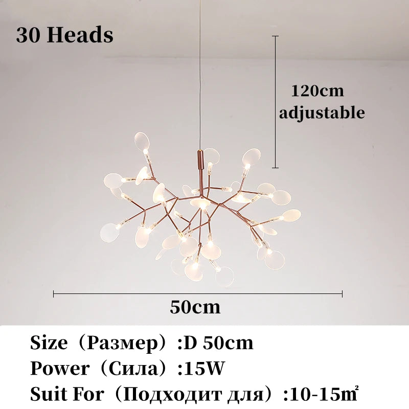 Nordic Chandelier Modern Luxury Living Room Kitchen Firefly Led Ceiling Pendant Lamp Indoor Creative Children&#39;s Room Ring Lights