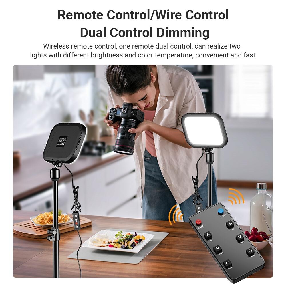 2Pack LED Fill Lamp Video Light Panel 3300K-5600K Photography Lighting Live Stream Photo Studio Light w Tripod Stand RGB Filters