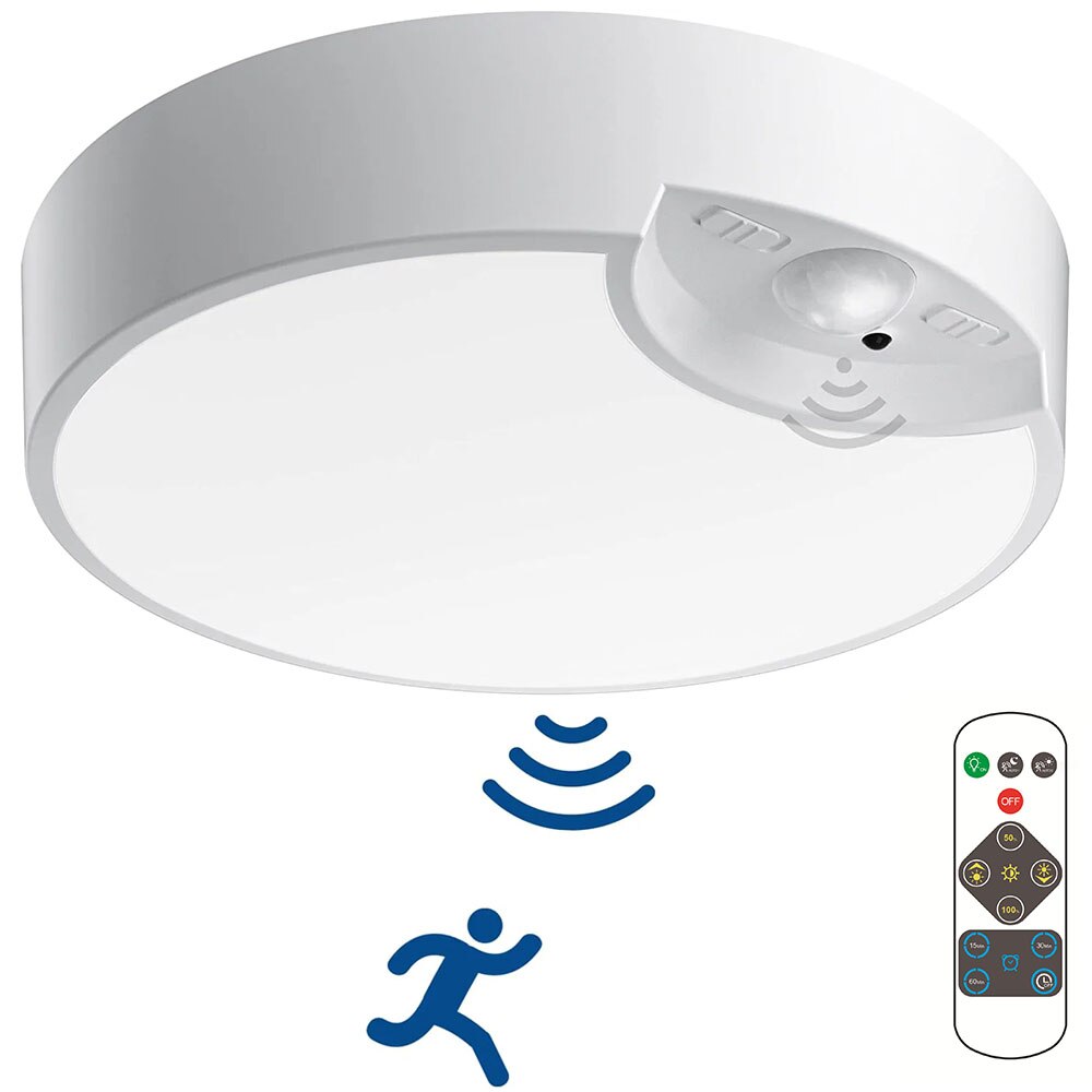 Battery Power Remote Ceiling Lamp Dimmable Wireless Motion Sensor LED Ceiling Lights Fixture Timer Kitchen Hallway Night Lights