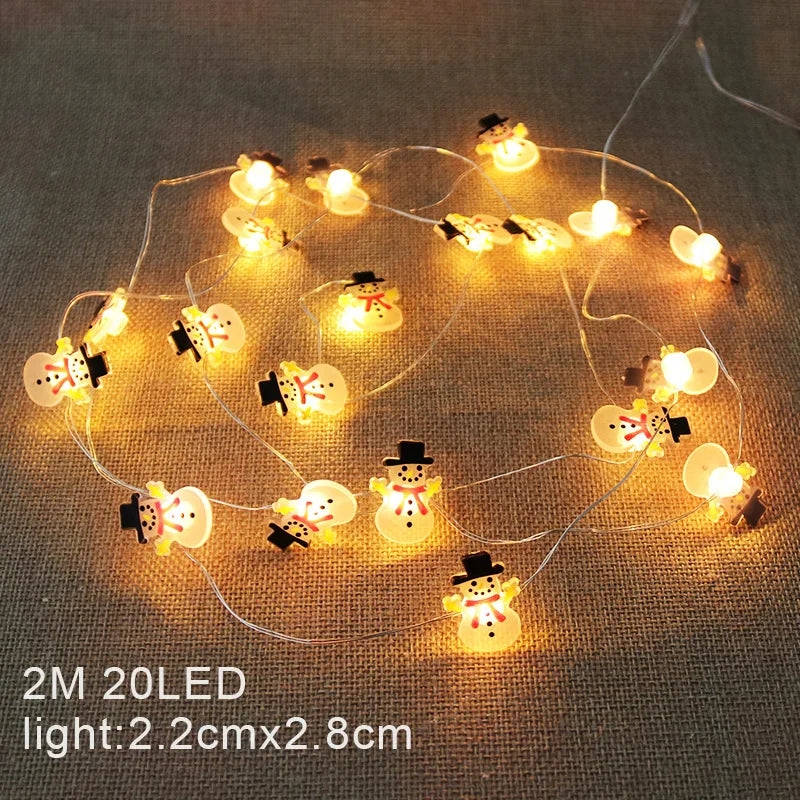 Santa Claus 2M 20LED String Lights Home Christmas Decoration Christmas Tree Ornaments 2022 Navidad Children Gifts New Year 2023