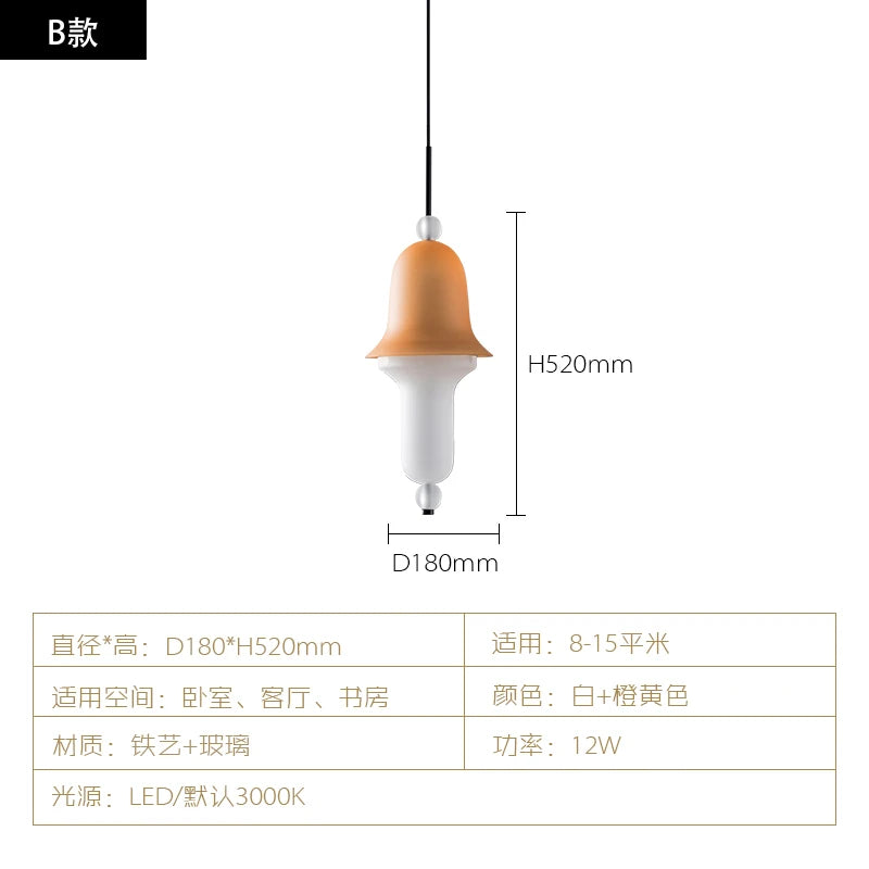 Nordic Colored Glass Pendant Lights Designer Poma Hanging Lamp Candy Glass Restaurant Bar Light Fixture Bedroom Bedside Lampara's