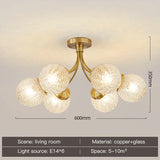 LED Chandelier For Living Room Children Bedroom Dining Room Kitchen Ceiling Lamp Modern Nordic Crystal Glass Ball Copper Lights