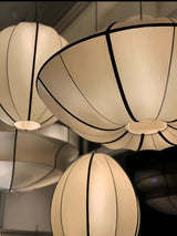 Nordic Medieval Silk Lantern LED Pendant Light - Japanese Wabi-Sabi Zen Ceiling Chandelier Lamp Fixture for Living Room, Bedroom & Home Decor