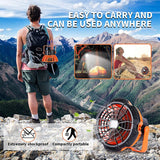 D2 Portable Camping Fishing Fan 2 in 1 LED Lamp Flashlight 3-Speed Outdoor USB Rechargeable Tent Fan Hanging Hook Torch Lantern