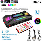 5V/3Pin ARGB 4Pin Fan PWM HUB 1To8 Music Rhythm Temperature Controller Aura Sync Cooling Fan Remote Control Chassis Hub
