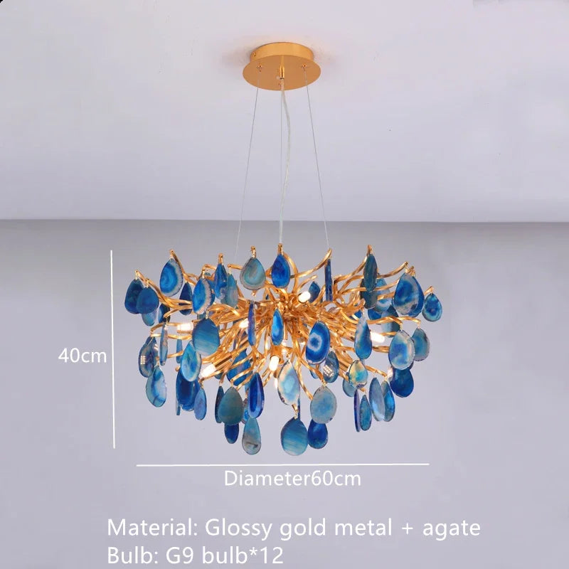 LED Agate Chandelier Modern Firefly Chandelier Living Room Bedroom Flower  Bedroom Kitchen Indoor Tree Branch Pendant Light
