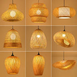 2025 Newest Bamboo Pendant Lamps Ceiling Lights Rattan Wicker Lustre Hand Knit Braiding Suspended Home Dining Braided Decor Hot