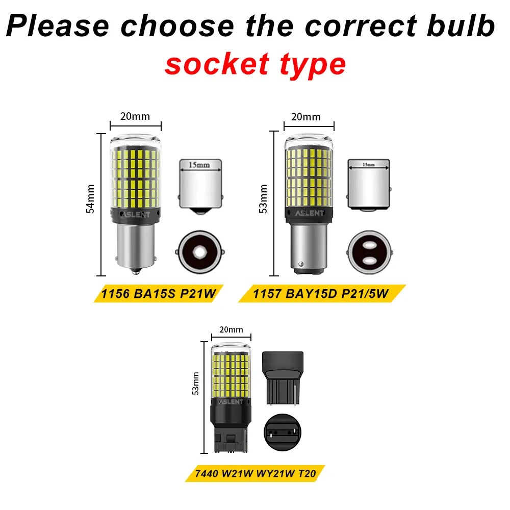 2x P21W PY21W Car LED Bulb Ba15s 1156 Bau15s T20 WY21W W21W 7443 High Power LED Signal Light Can bus No error Auto Reverse Lamp