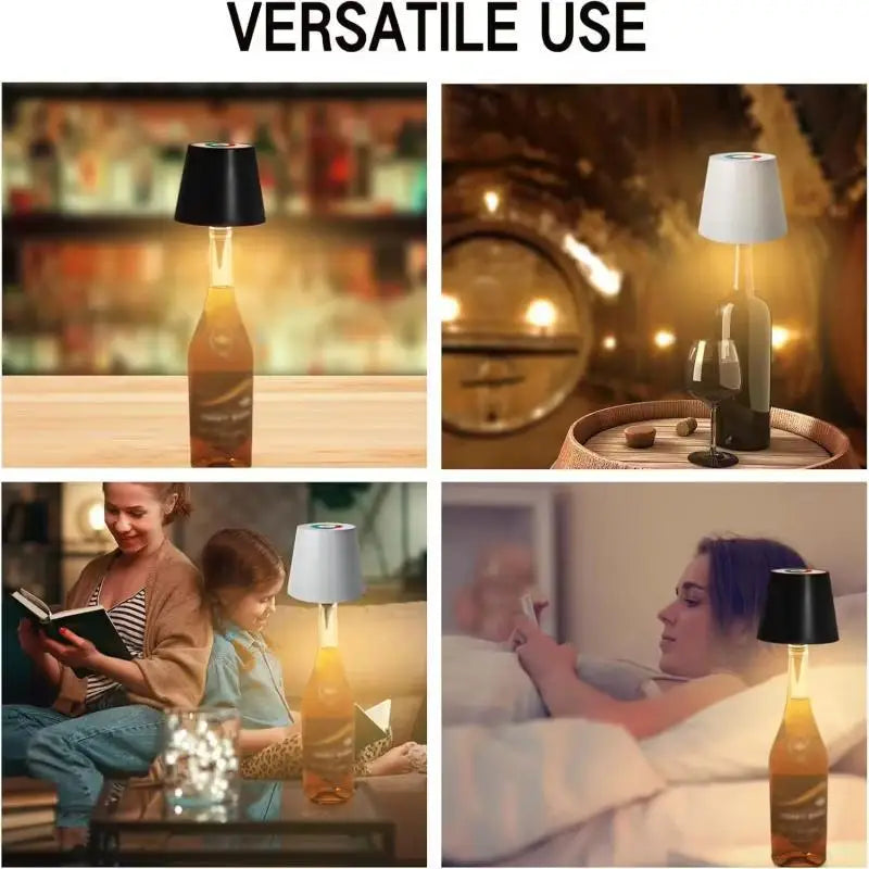 USB Charge Bottle Table Lamp Touch Control of 3 Colors and Stepless Dimming Night Lamp Suitable for Bar Wine Bottles Desk Lights