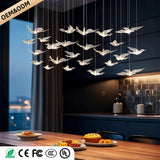 Suspension Chandelier Design Bird Hanging Lamp Dining Table Dining Chandelier Rectangle Kitchen Island Acrylic Pendant Light