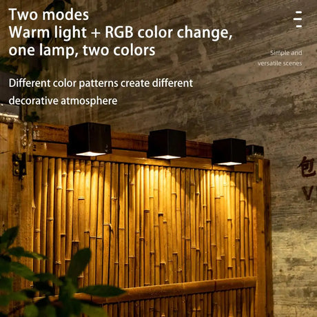 LED Solar Light Outdoor Garden Square Wall Lamp Sunlight Sensor IP65 Waterproof Courtyard Balcony Fence Post Decoration Lamps