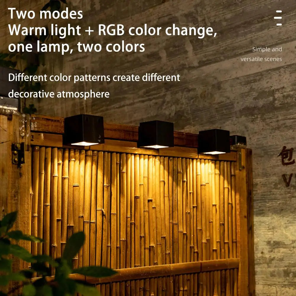 LED Solar Light Outdoor Garden Square Wall Lamp Sunlight Sensor IP65 Waterproof Courtyard Balcony Fence Post Decoration Lamps
