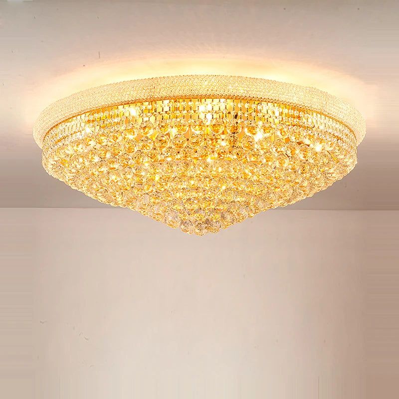 Hanging Lamps Lustre Suspension Luminaire Lampen For Living Room Luxury Round K9 Crystal Gold 2025 Ceiling Chandelier Lighting