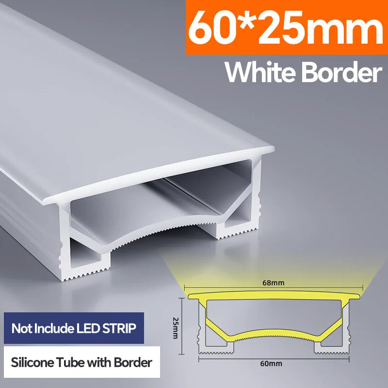 Light Strip Silicone Tube LED Diffuser Flexible Black and White Lampshade with Edge Contour Light Mask Plate Cover