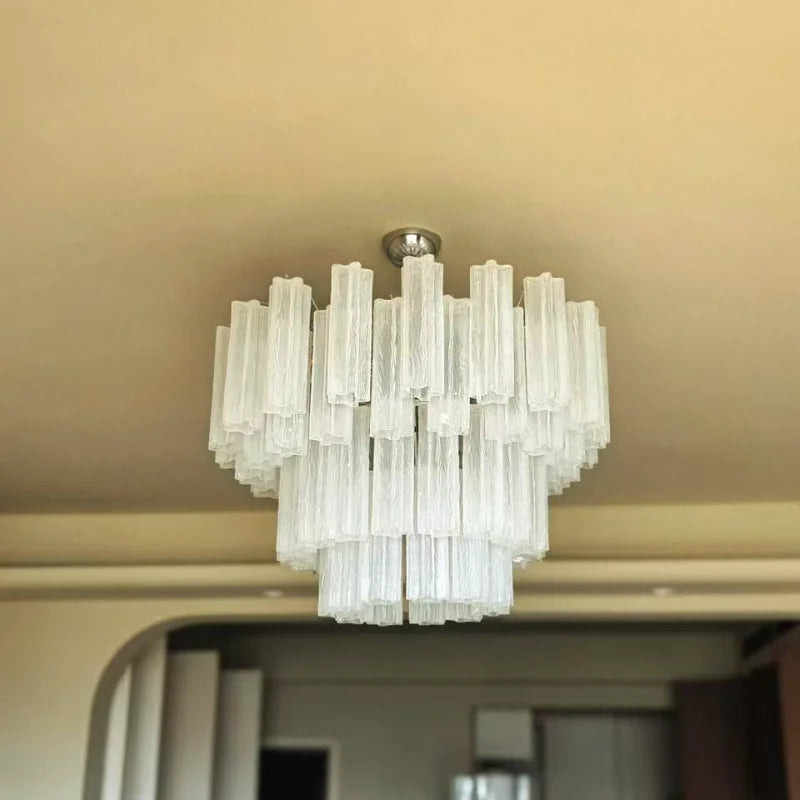 Modern Gold Silver Murano Glass Chandelier Dimmable 3-Color Adjustable Hanging Height Pendant Light Luster for Living Room 2026