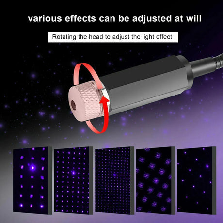 A galaxy-like atmosphere in your car with the USB-powered Romantic LED Car Roof Star Night Light Projector.