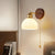 Nordic Glass Wall Lamp for Living Room Bedroom Bedside Aisle Wood Color Wall Light With Pull Switch Homestay Art Decorative E27