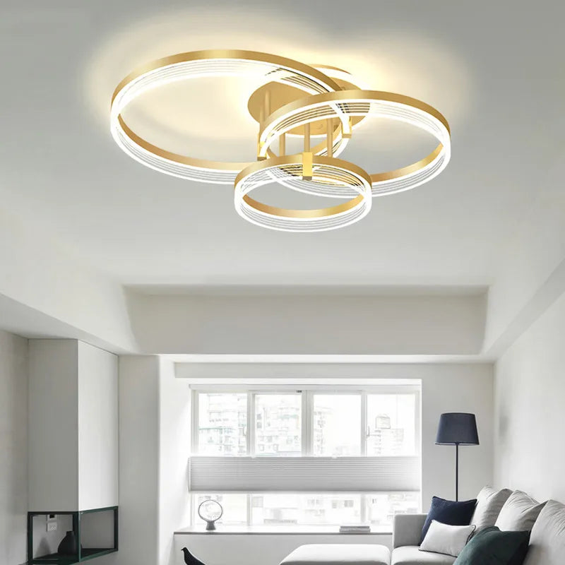 Nordic Living Room Pendant Light Luxury Ring Bedroom Lamp Modern Designer Lustre Home Decor Simple Dining Room Circle Chandelier