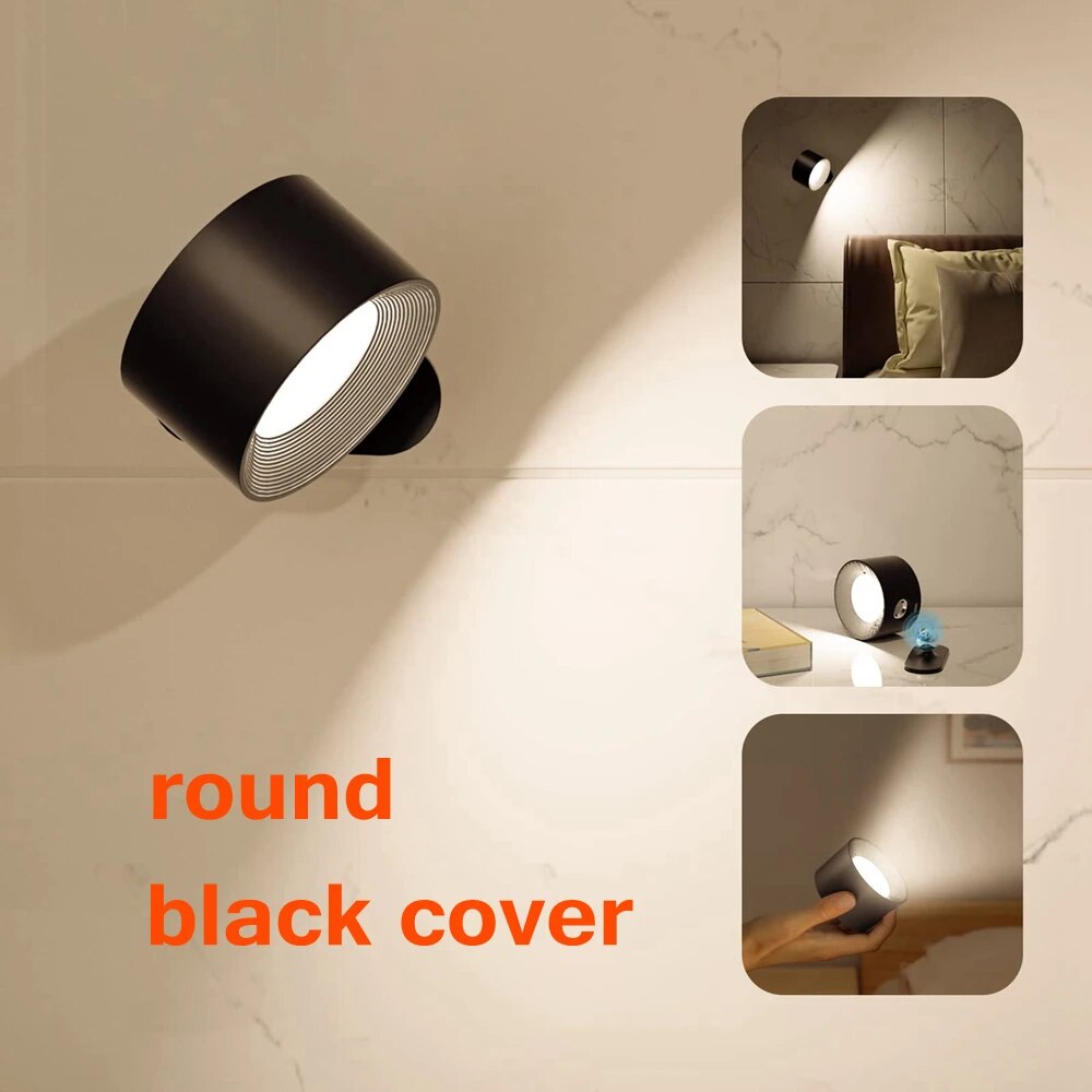 LED Wall Light 360 Rotate Rechargeable Wall Mounted Sconce Lamps Modern Nordic Luminaire Indoor Decor Cordless Wall Light