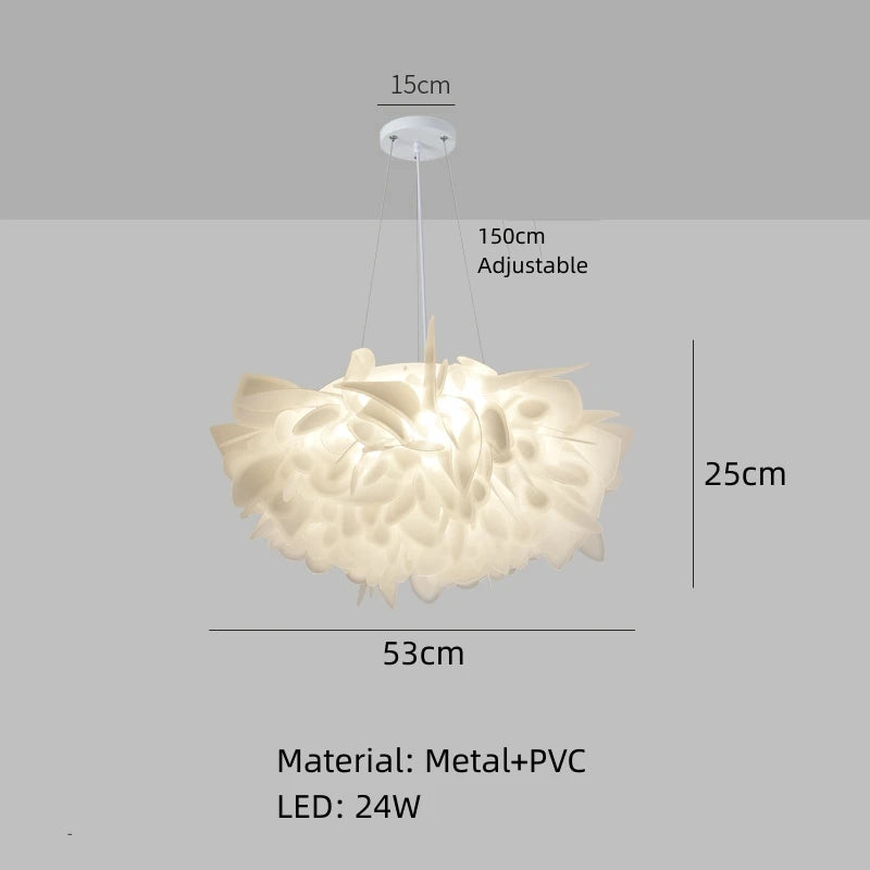 Romantic White Flower LED Ceiling Lights Bedroom Restaurant Living Room Lamp Remote Control Dimming Home Decor Hanglamp PVC