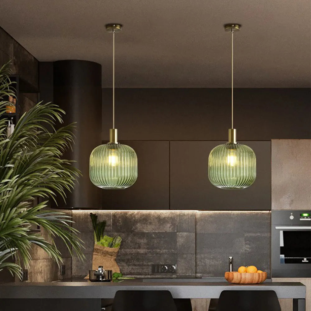 Nordic Retro restaurant colorful Glass pendant lights Creative living room Lamp Simple bedside lamp LED E27 light