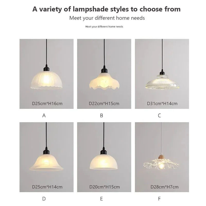 Nordic Glass Pendant Lamp Glass Lampshade Multiple styles Bedroom Living Room Kitchen Dining Restaurant Home Decor Hanging Light