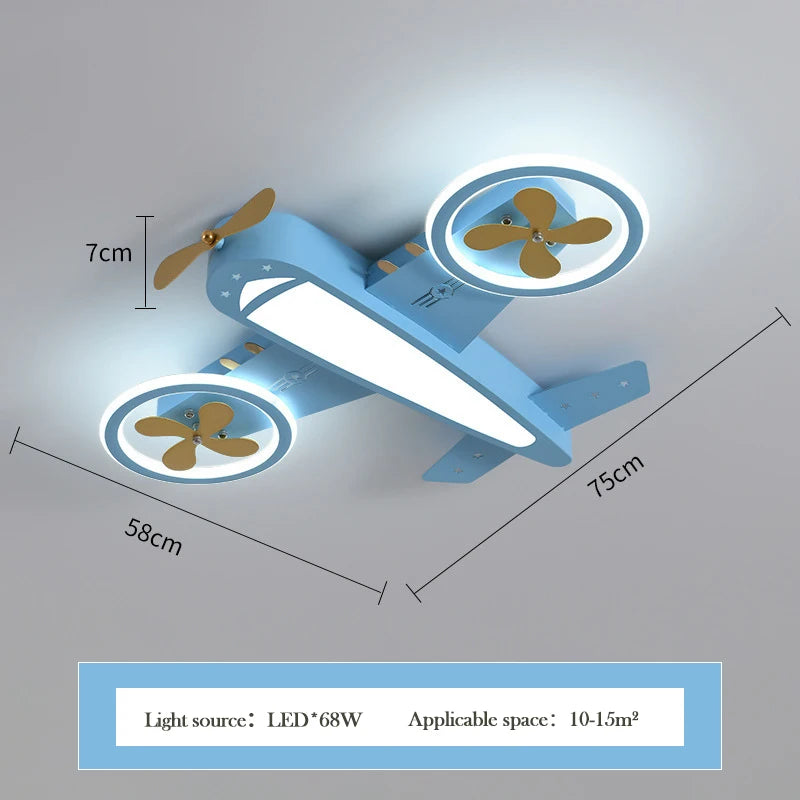 Blue Passenger Airplane Children's Room Airplane Ceiling Lights LED Nordic Modern Bedroom Airplane Ceiling Lamps Home Decor