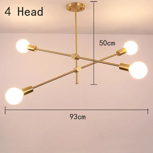 Nordic Iron Gold Pendant Lamp - Geometric LED Light for Dining Room