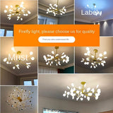Modern Firefly Black Gold LED Chandelier for Living Room Lustre Bedroom Home Decor Indoor Light Minimalist Ceiling Pendant Lamp