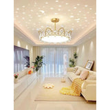 Crown Ceiling Lamp Star Light Children's Princess Room Crystal Flower Bedroom Light Light Luxury Lamp in the Living Room