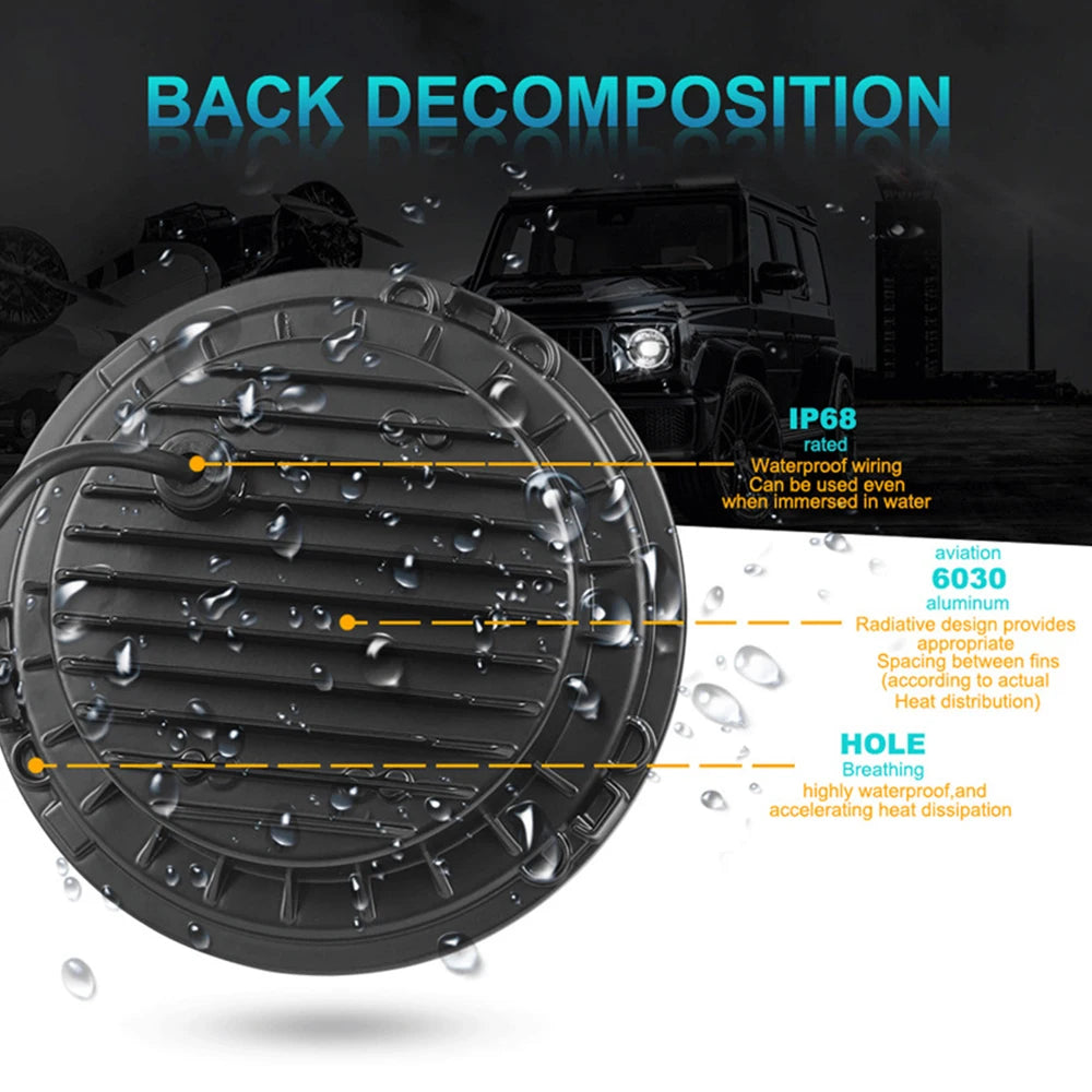 7 Inch LED Headlights for Jeep Wrangler Off Road suzuki samurai led Spotlights 7 inch Headlamp Angel Eyes DRL Running Lamp H4 H13