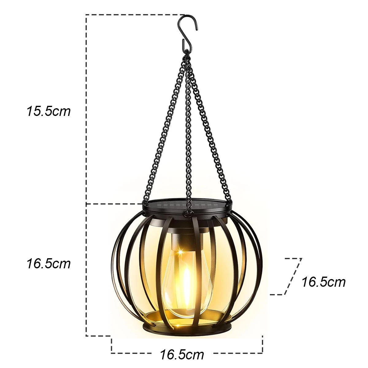 Solar LED Garden Lantern - Retro Iron Art Waterproof Outdoor Path Light
